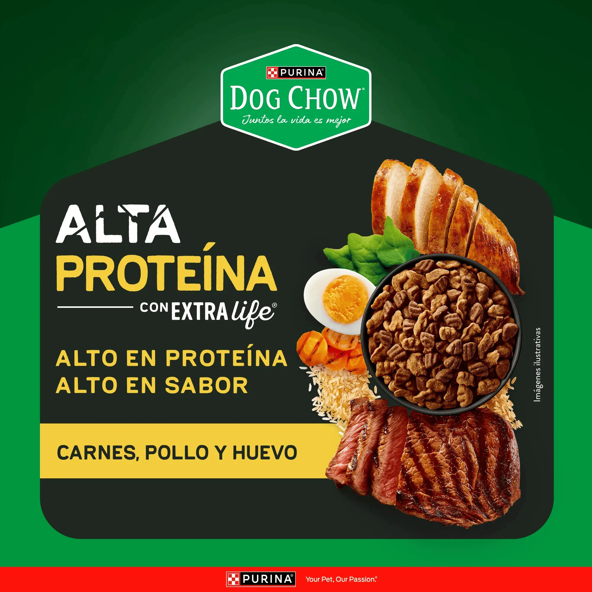 Imagen de bolsa de Dog Chow Alta Proteína, Frente